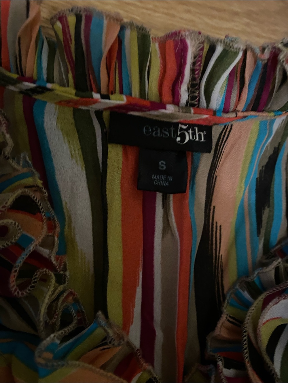 Multistripe Ruffle-Trim Button Front Blouse - Picture 4 of 5
